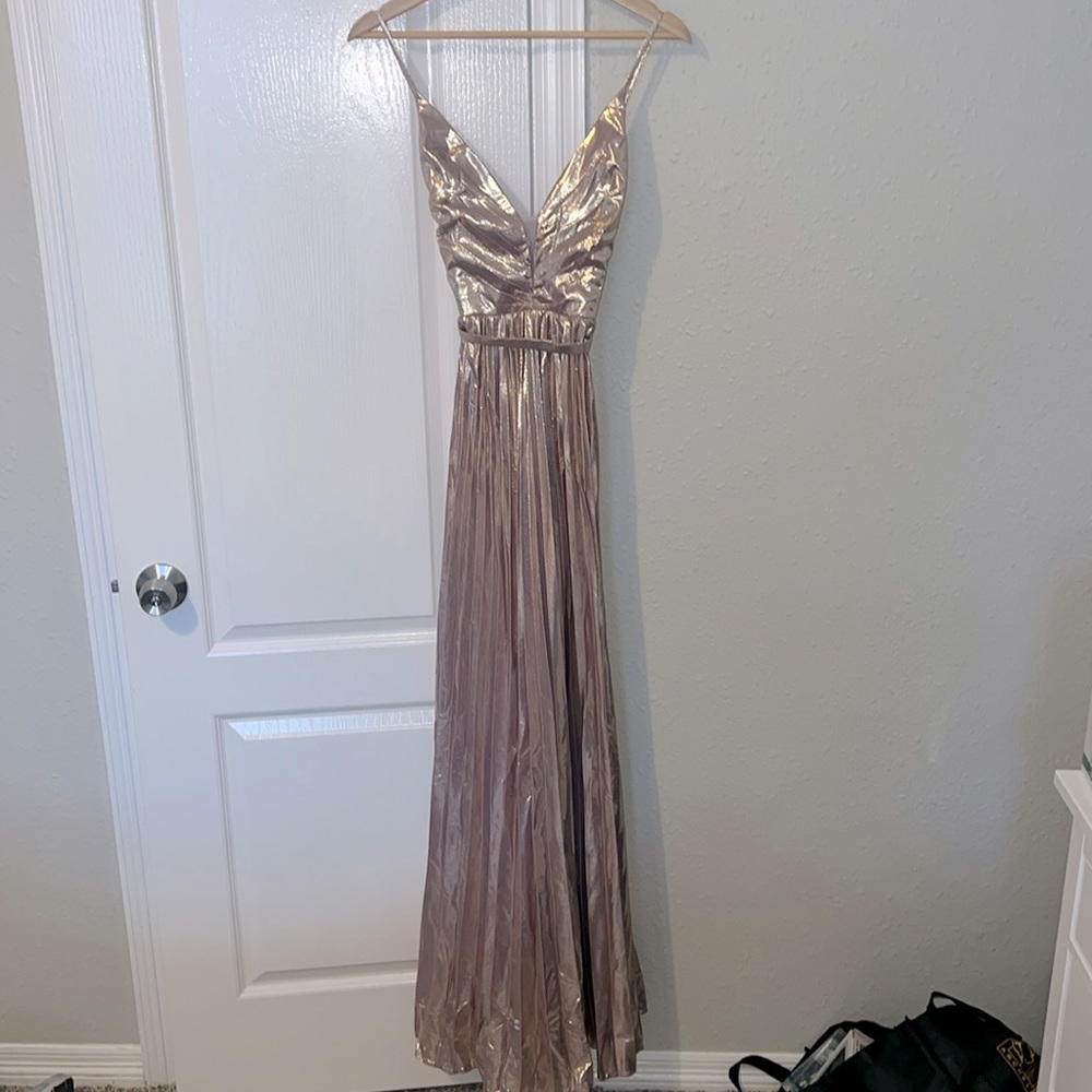 Fashion Nova Pleated Dress - Lavender - Metalic- MM